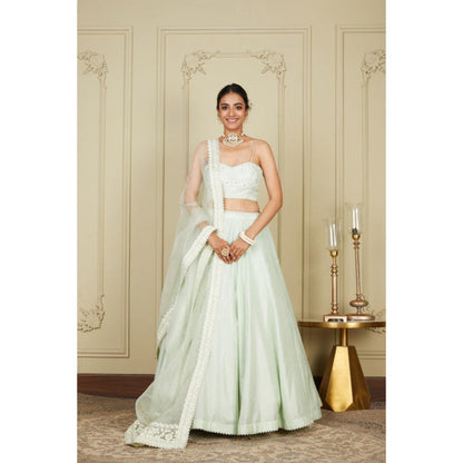 Sheetal Batra Sanaira - Frosty Green Lehenga With Bustier Blouse And Dupatta Set