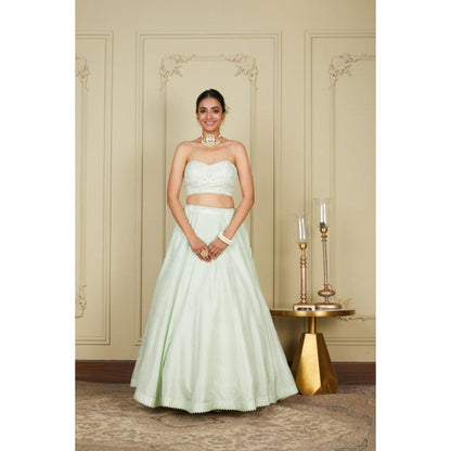Sheetal Batra Sanaira - Frosty Green Lehenga With Bustier Blouse And Dupatta Set