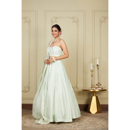 Sheetal Batra Sanaira - Frosty Green Lehenga With Bustier Blouse And Dupatta Set