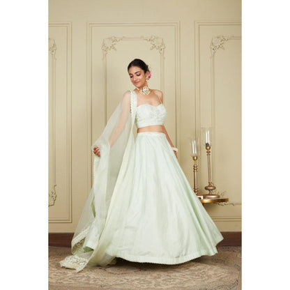 Sheetal Batra Sanaira - Frosty Green Lehenga With Bustier Blouse And Dupatta Set