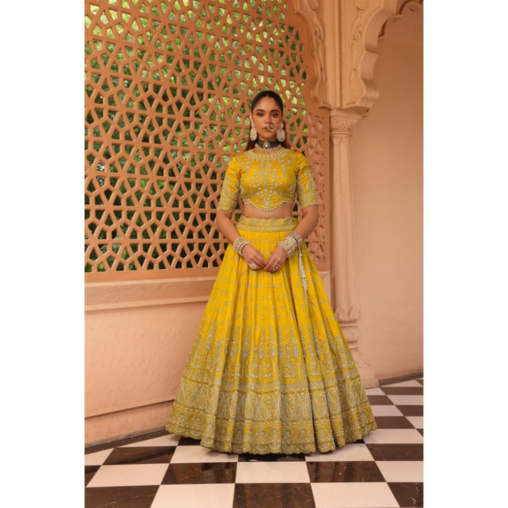 Sheetal Batra Uzma - Mustard Lehenga With Blouse And Dupatta Set