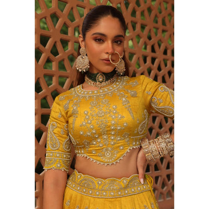 Sheetal Batra Uzma - Mustard Lehenga With Blouse And Dupatta Set