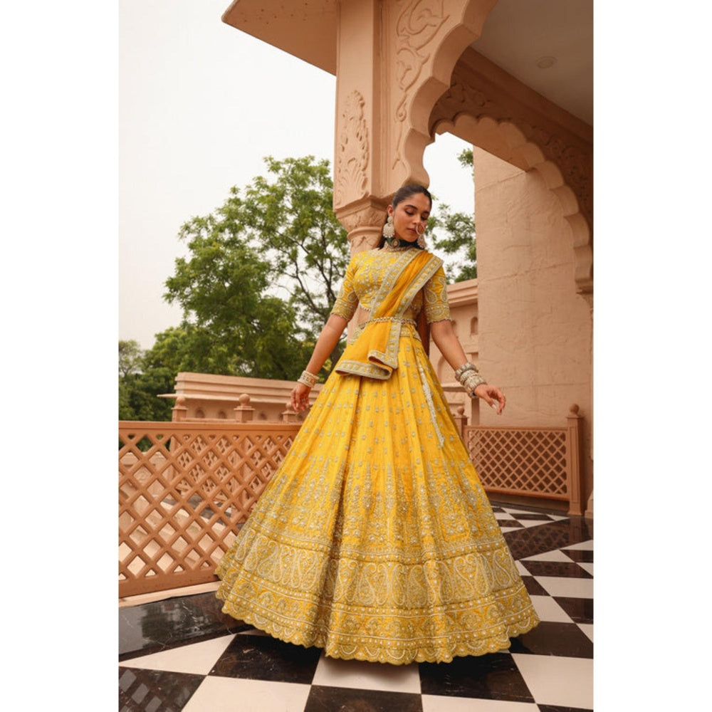 Sheetal Batra Uzma - Mustard Lehenga With Blouse And Dupatta Set
