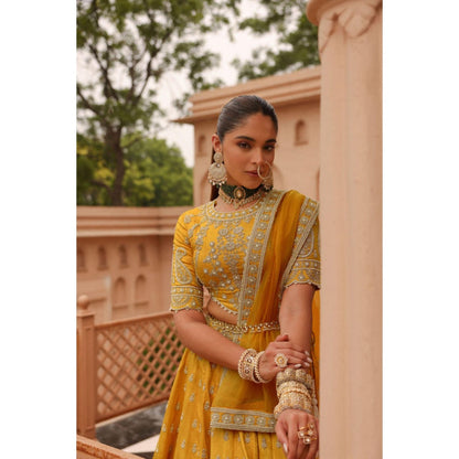 Sheetal Batra Uzma - Mustard Lehenga With Blouse And Dupatta Set