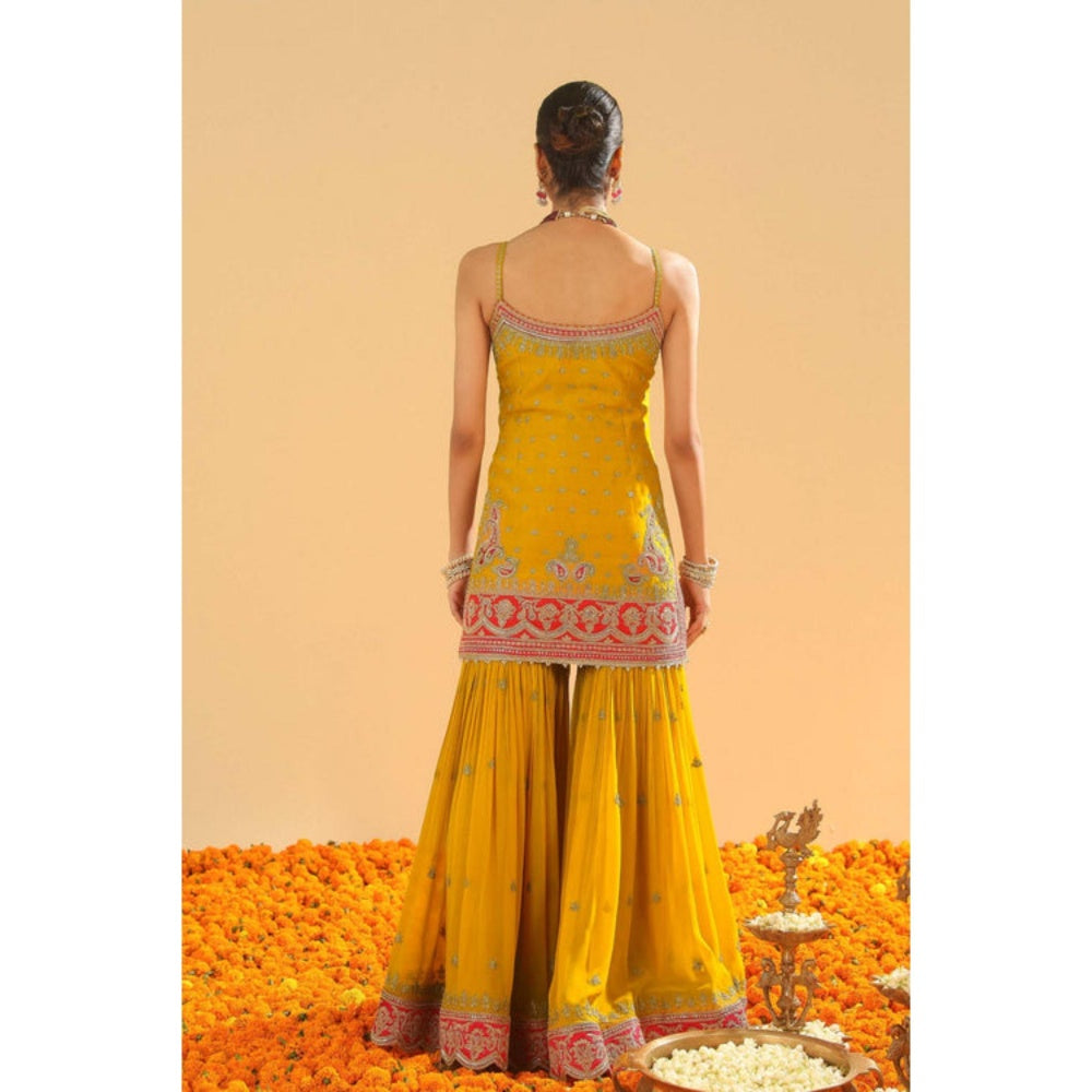 Sheetal Batra Mustard Embroidered Kurta With Gharara