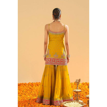 Sheetal Batra Mustard Embroidered Kurta With Gharara