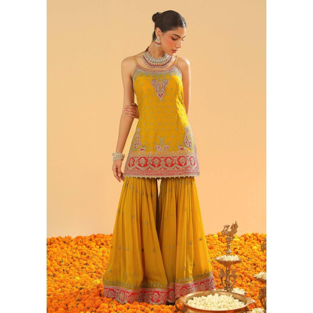 Sheetal Batra Mustard Embroidered Kurta With Gharara