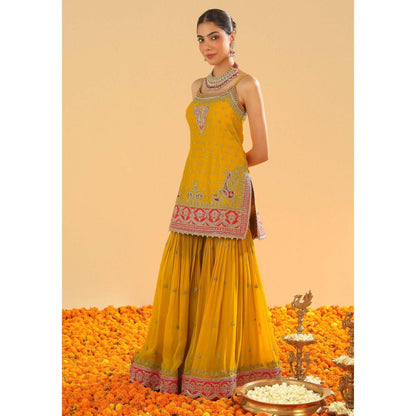 Sheetal Batra Mustard Embroidered Kurta With Gharara