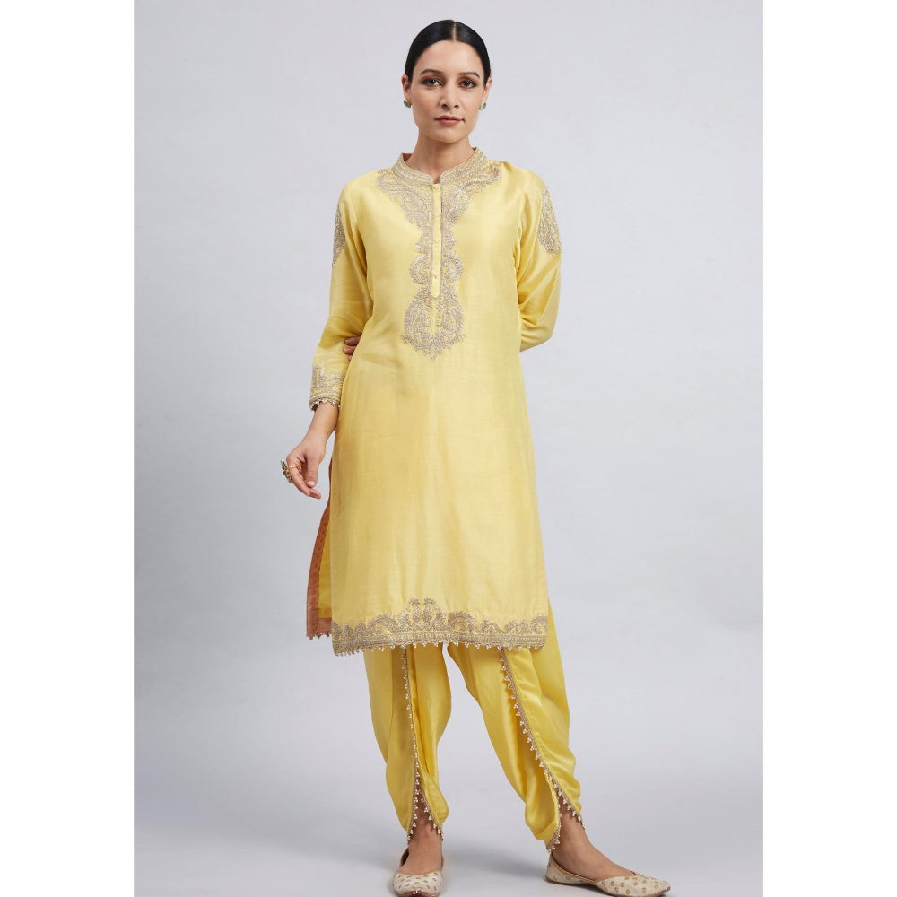 Sheetal Batra Aabisah Yellow Embroidered Kurta With Dhoti