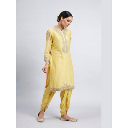 Sheetal Batra Aabisah Yellow Embroidered Kurta With Dhoti