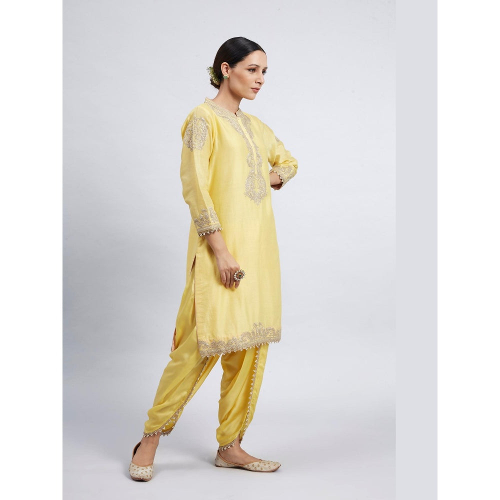 Sheetal Batra Aabisah Yellow Embroidered Kurta With Dhoti