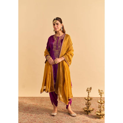 Sheetal Batra Amal Purple Kurta With Dhoti and Dupatta