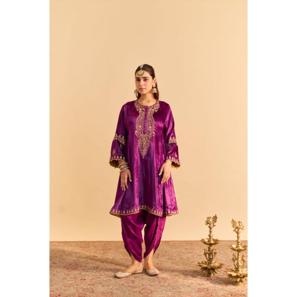 Sheetal Batra Amal Purple Embroidered Kurta With Dhoti