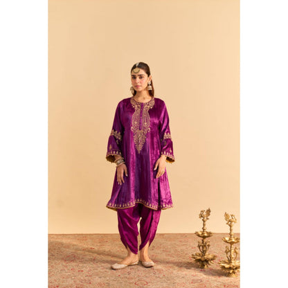 Sheetal Batra Amal Purple Embroidered Kurta With Dhoti