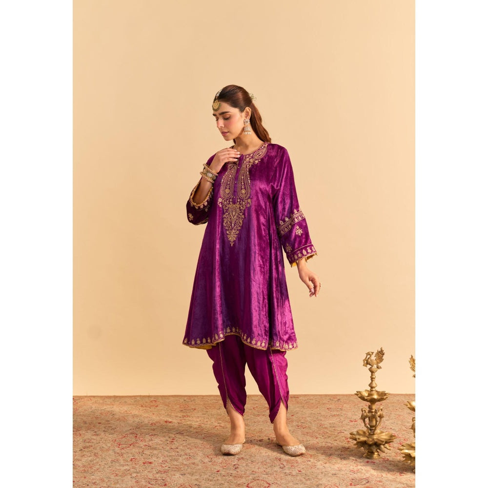 Sheetal Batra Amal Purple Embroidered Kurta With Dhoti