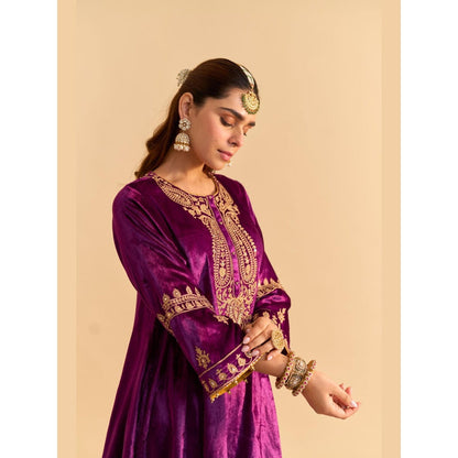 Sheetal Batra Amal Purple Embroidered Kurta With Dhoti