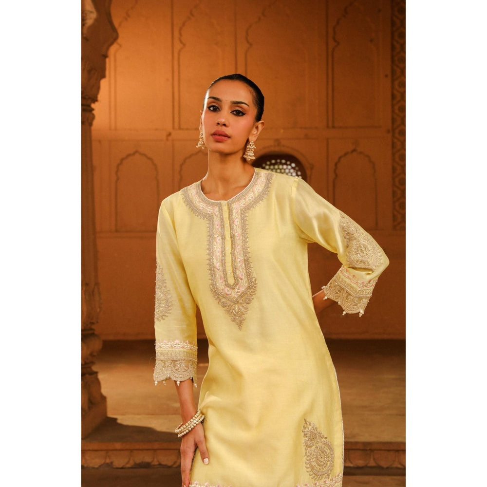 Sheetal Batra Anika Cream Embroidered Kurta With Dhoti