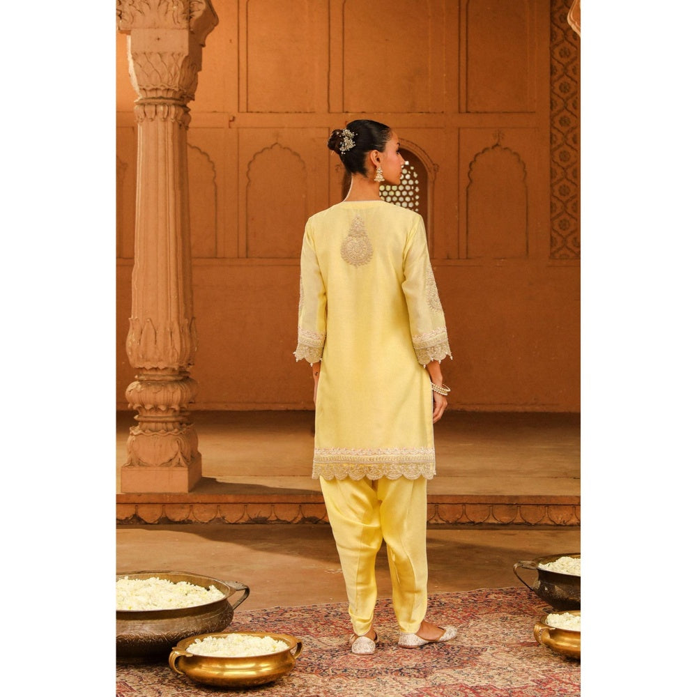 Sheetal Batra Anika Cream Embroidered Kurta With Dhoti