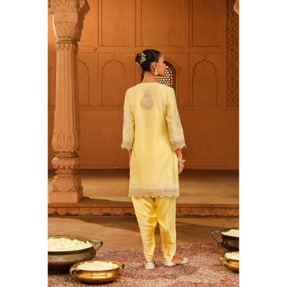 Sheetal Batra Anika Cream Embroidered Kurta With Dhoti