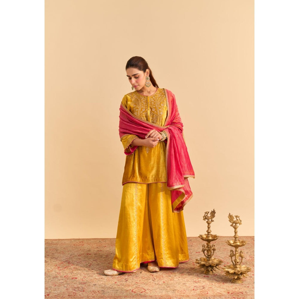 Sheetal Batra Aroob Mustard Embroidered Kurta With Sharara