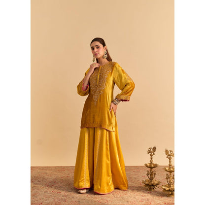 Sheetal Batra Aroob Mustard Embroidered Kurta With Sharara
