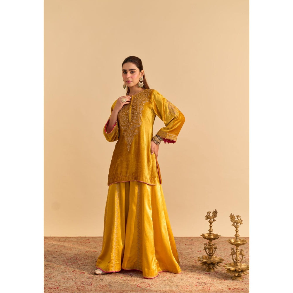 Sheetal Batra Aroob Mustard Embroidered Kurta With Sharara