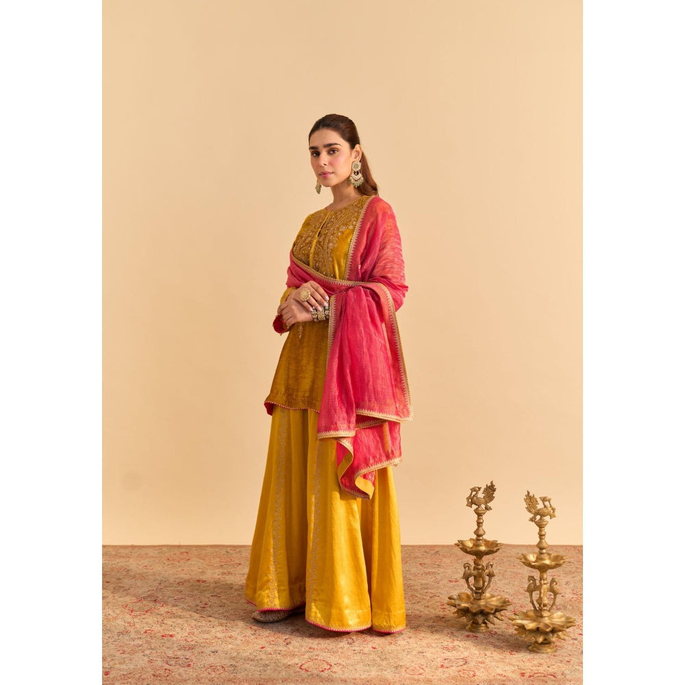 Sheetal Batra Aroob Mustard Embroidered Kurta With Sharara
