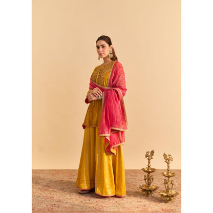 Sheetal Batra Aroob Mustard Embroidered Kurta With Sharara