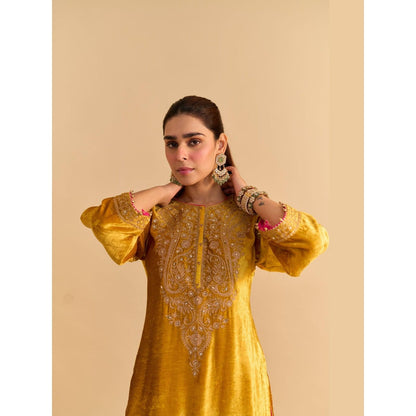 Sheetal Batra Aroob Mustard Embroidered Kurta With Sharara