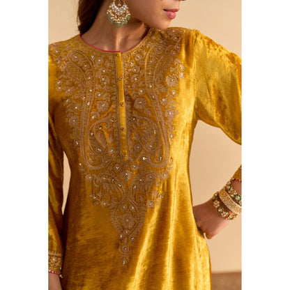Sheetal Batra Aroob Mustard Embroidered Kurta With Sharara