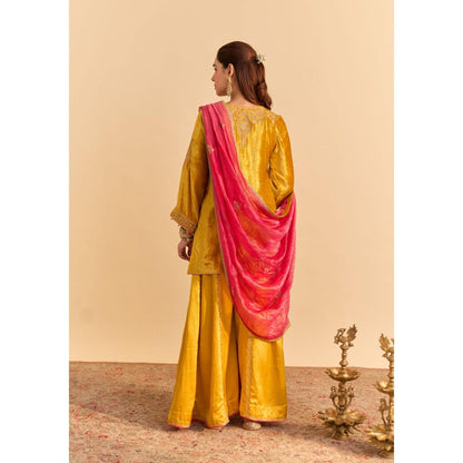 Sheetal Batra Aroob Mustard Embroidered Kurta With Sharara