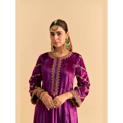 Sheetal Batra Azmiya Purple Velvet Embroidered Kurta With Salwar and Dupatta