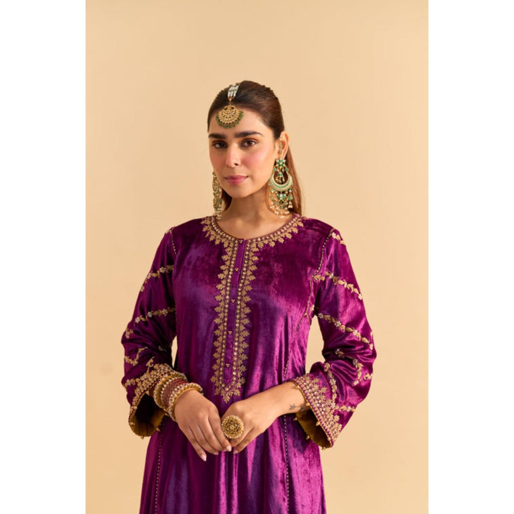 Sheetal Batra Azmiya Purple Velvet Embroidered Kurta With Salwar