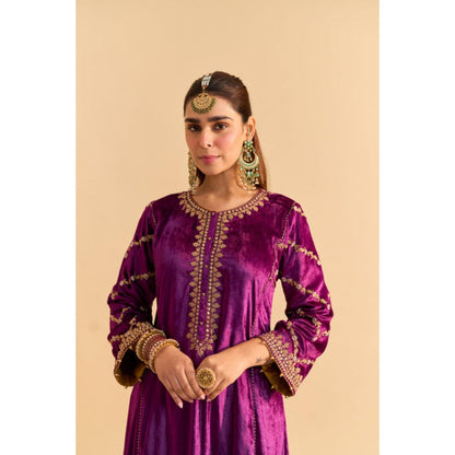 Sheetal Batra Azmiya Purple Velvet Embroidered Kurta With Salwar