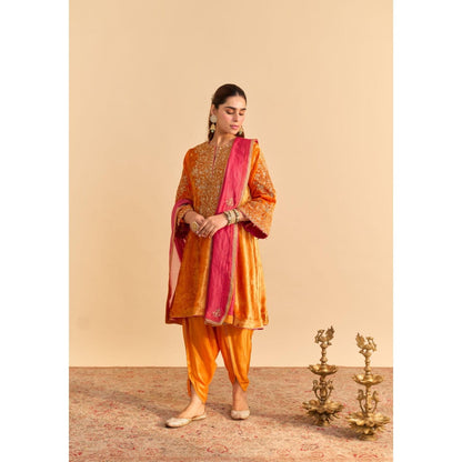 Sheetal Batra Eira Orange Embroidered Kurta With Dhoti and Dupatta