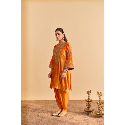 Sheetal Batra Eira Orange Embroidered Kurta With Dhoti and Dupatta