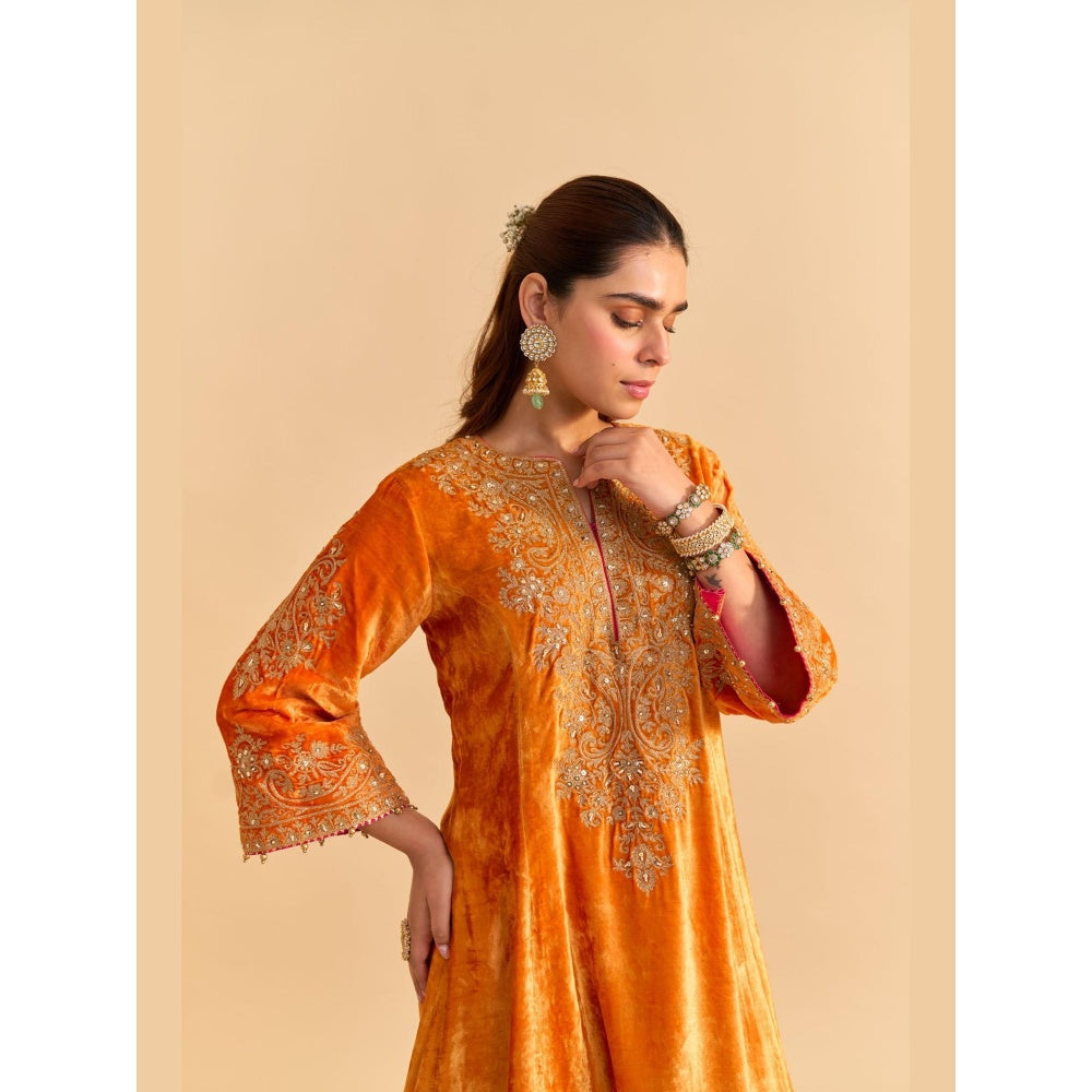 Sheetal Batra Eira Orange Embroidered Kurta With Dhoti and Dupatta