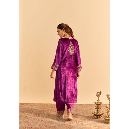 Sheetal Batra Fareeha Purple Velvet Embroidered Kurta With Salwar and Dupatta