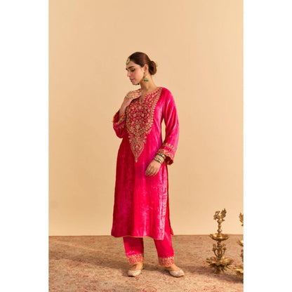 Sheetal Batra Fareeha Pink Velvet Embroidered Kurta With Salwar