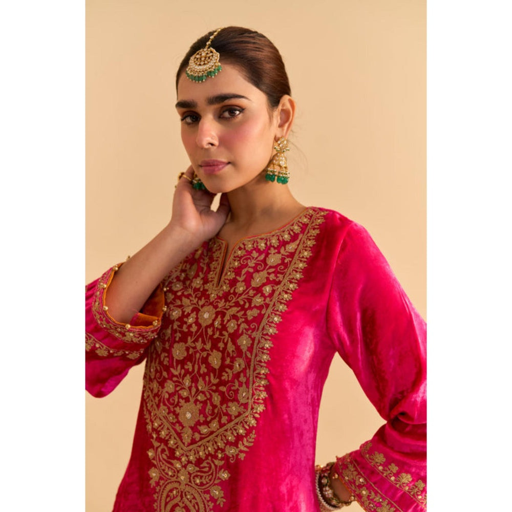 Sheetal Batra Fareeha Pink Velvet Embroidered Kurta With Salwar