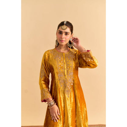 Sheetal Batra Laiba Mustard Embroidered Kurta With Dhoti