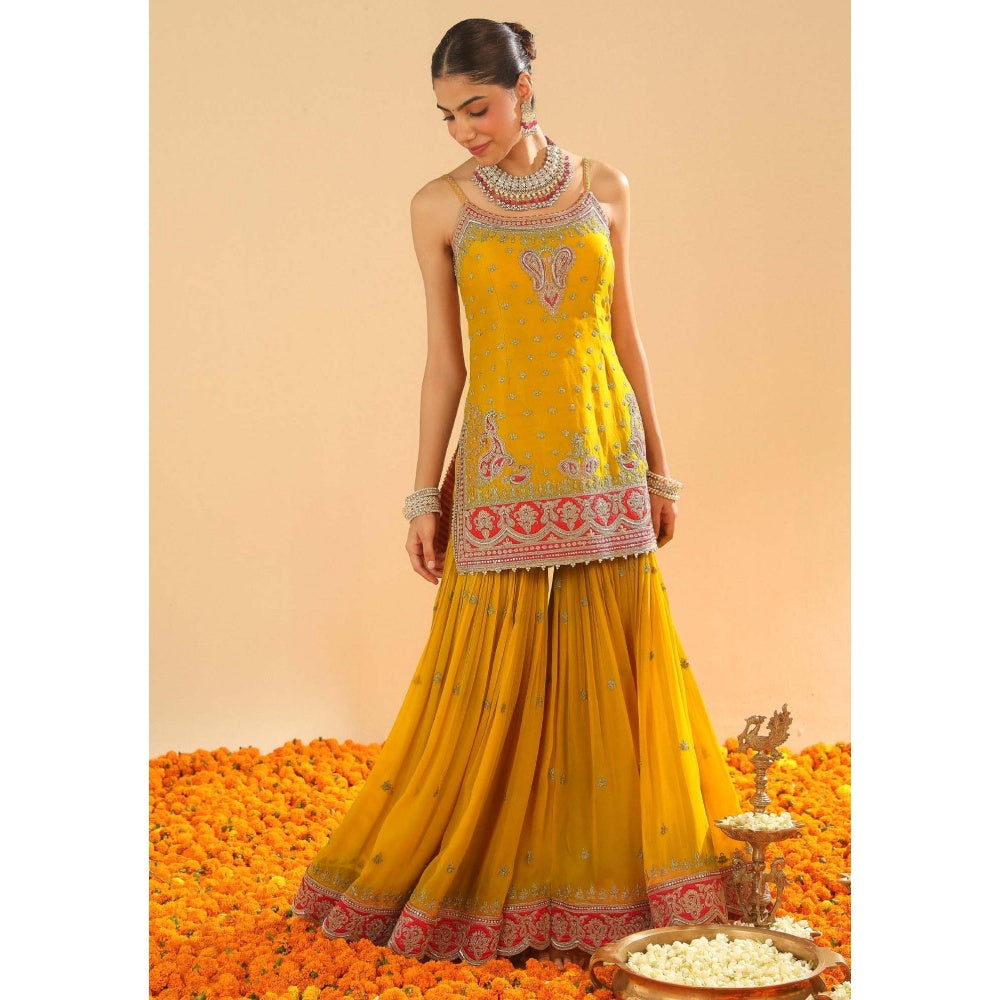 Sheetal Batra Mustard Embroidered Kurta With Gharara and Dupatta