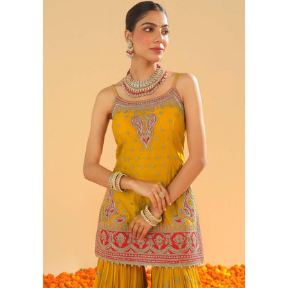 Sheetal Batra Mustard Embroidered Kurta With Gharara and Dupatta