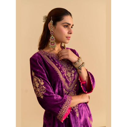 Sheetal Batra Nooren Purple Embroidered Kurta With Sharara and Dupatta