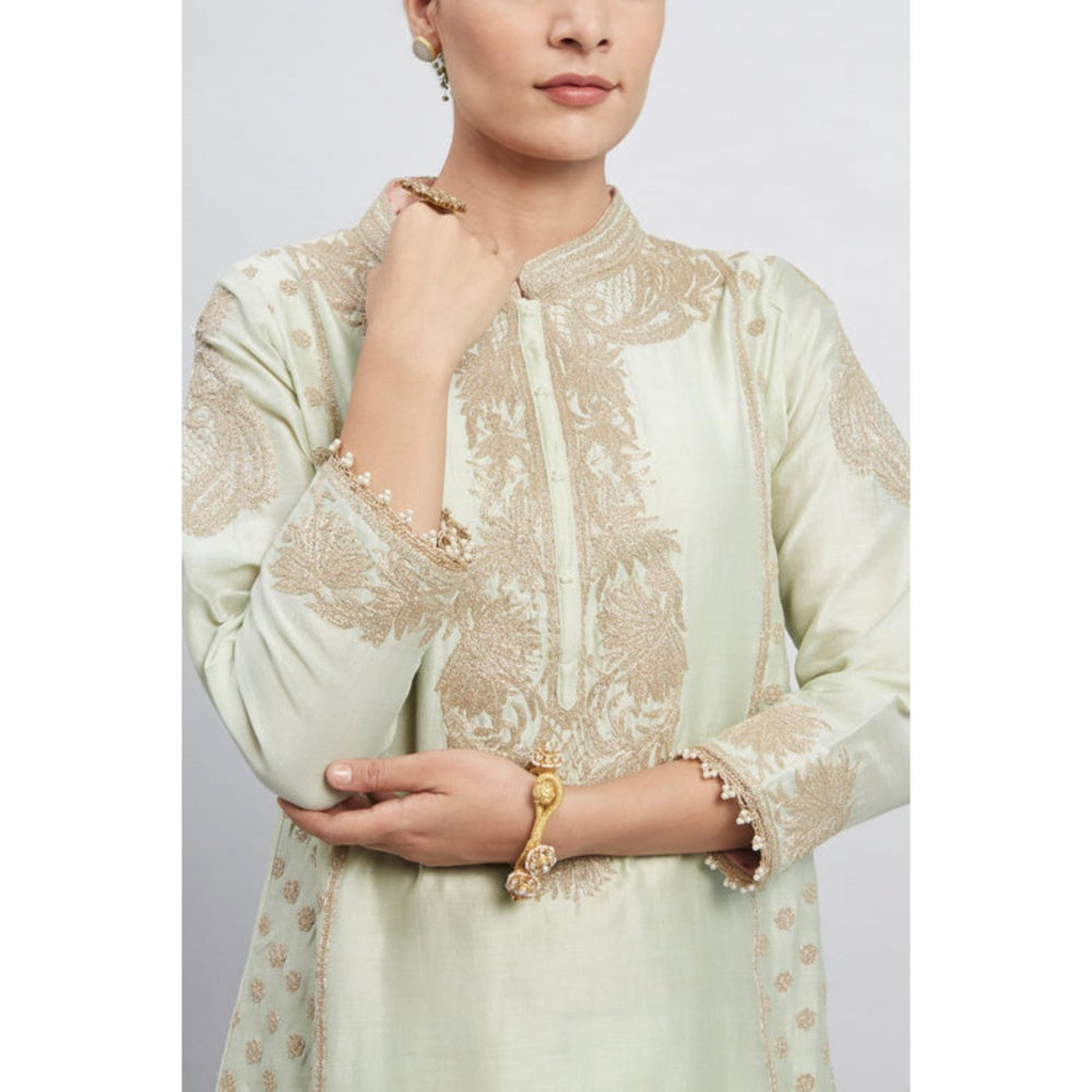 Sheetal Batra Aabish Mint Green Tilla Embroidered Kurta with Dhoti Pant