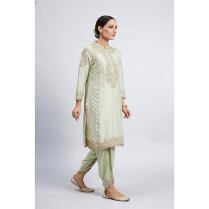 Sheetal Batra Aabish Mint Green Tilla Embroidered Kurta with Dhoti Pant
