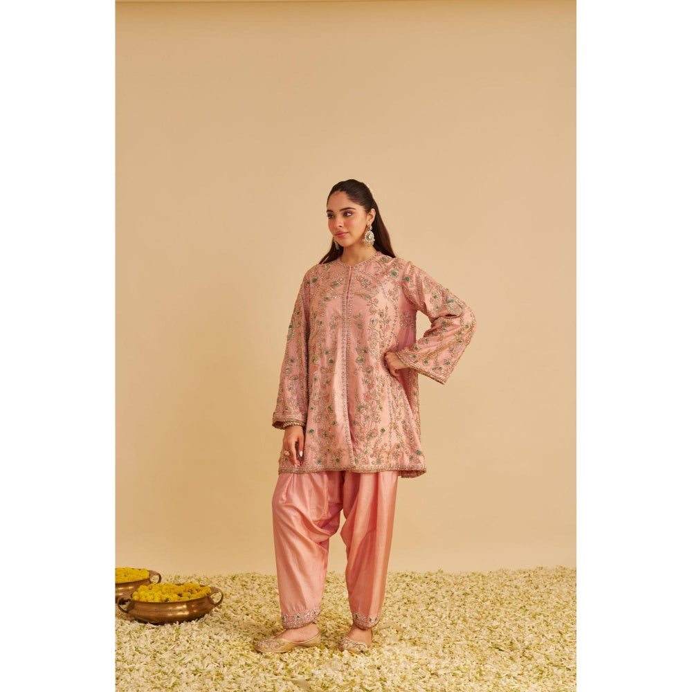 Sheetal Batra Alira Dabka Zardozi Embroidered Peach Kurta with Salwar and Dupatta