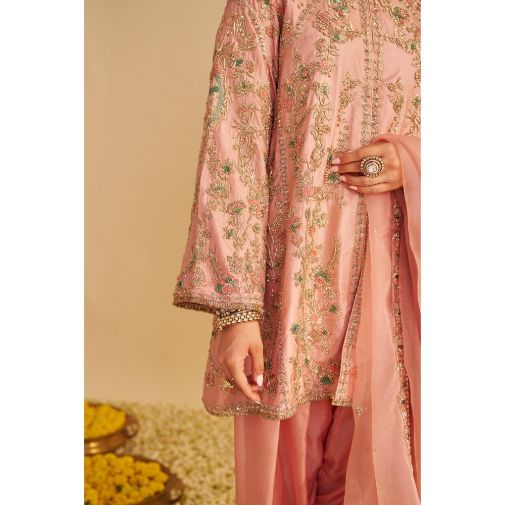 Sheetal Batra Alira Dabka Zardozi Embroidered Peach Kurta with Salwar and Dupatta