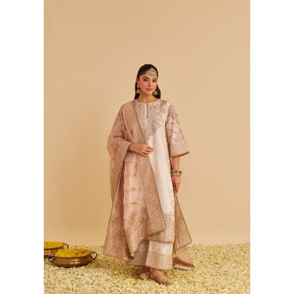 Sheetal Batra Aqsha Dabka Zardozi Embroidered Banarasi Kurta with Palazzo & Dupatta