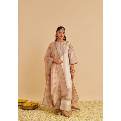 Sheetal Batra Aqsha Dabka Zardozi Embroidered Banarasi Kurta with Palazzo & Dupatta